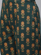 Jompers Women's Green Ethnic Motifs Printed Pure Cotton Kurta with Trousers & Dupatta | Grocsy