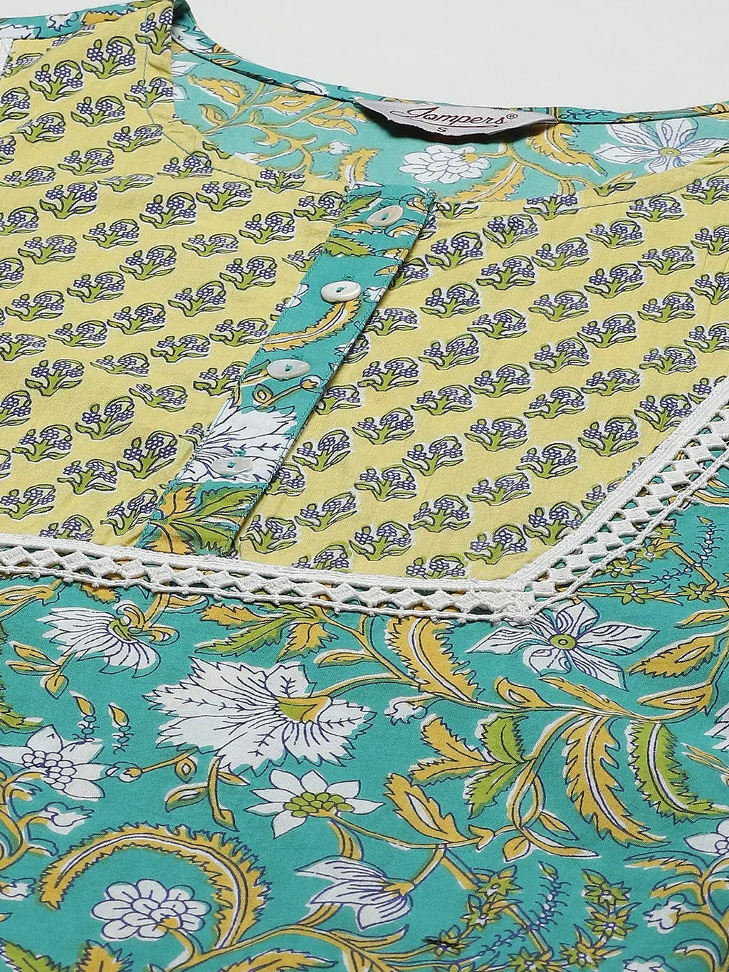Jompers Women's Green Ethnic Motifs Printed Pure Cotton Kurta with Trousers & Dupatta | Grocsy