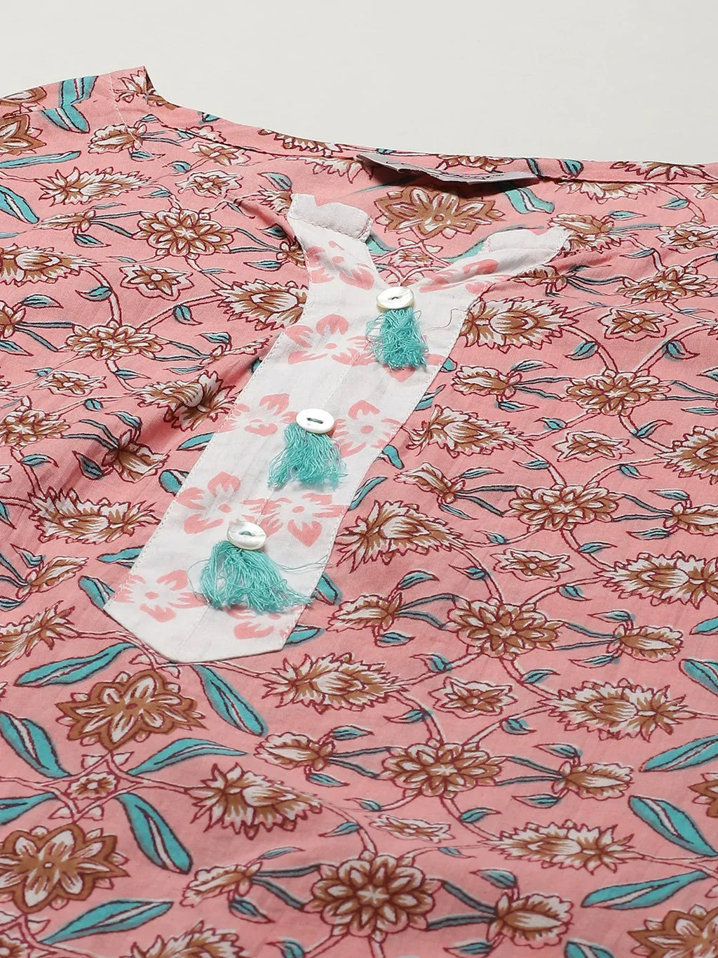 Jompers Women's Pink & White Ethnic Motifs Printed Pure Cotton Kurta with Trousers & Dupatta | Grocsy
