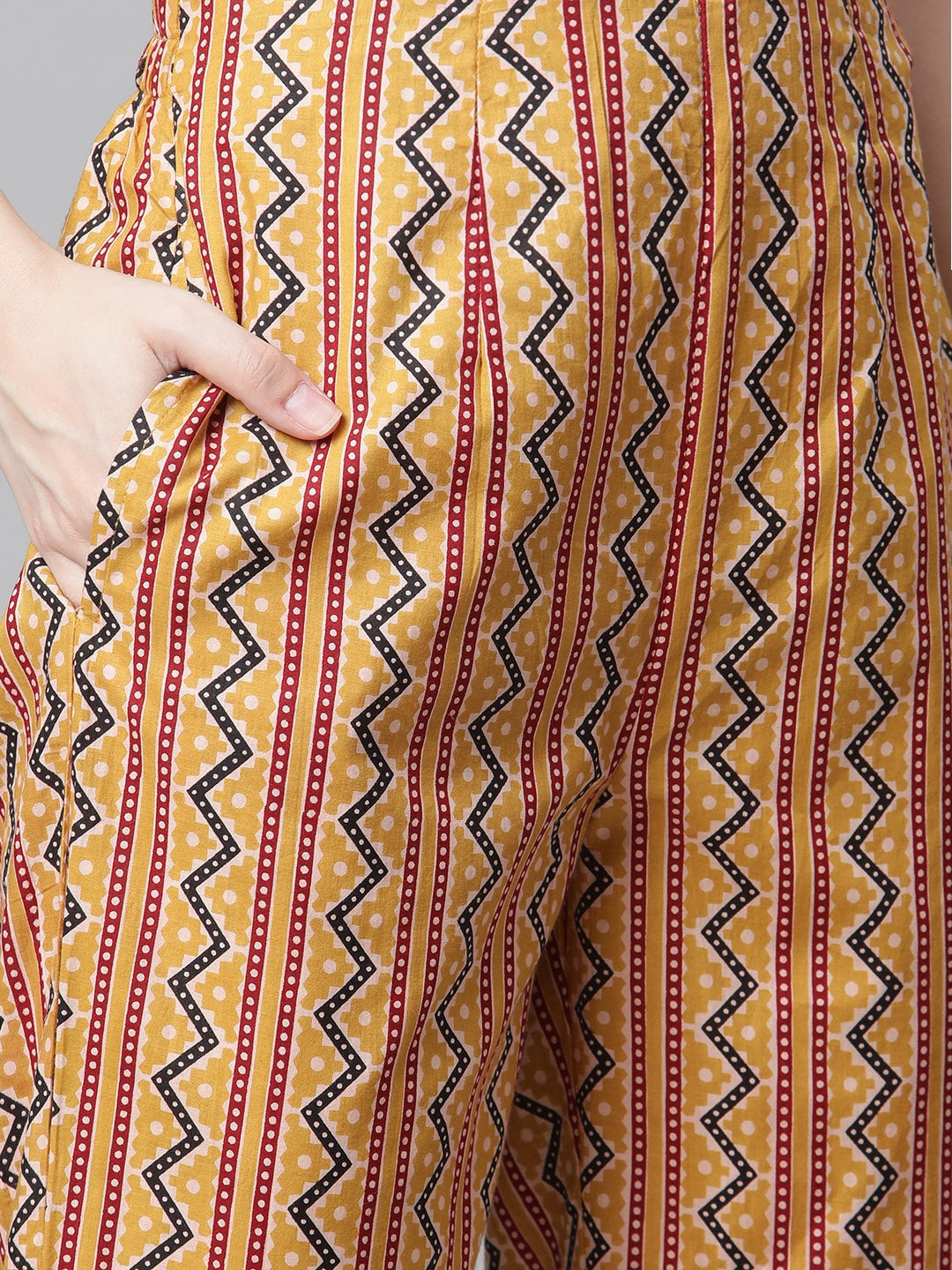 Jompers Women Mustard Yellow & Maroon Floral Pure Cotton Kurta with Trousers & Dupatta | Grocsy