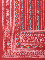 Jompers Women's Blue & Maroon Printed Regular Pure Cotton Kurta with Trousers & With Dupatta | Grocsy