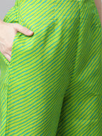 Jompers Women's Blue & Green Ethnic Motifs Printed Pure Cotton Kurta With Trousers & Dupatta | Grocsy