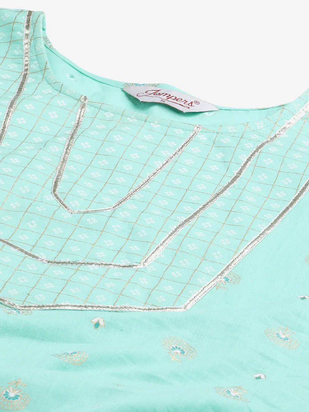 Jompers Women's Green Floral Printed Regular Pure Cotton Kurta with Trousers & With Dupatta | Grocsy