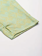 Jompers Women's Green Jacquard Woven Design Straight Kurta Trousers & Chikankari Dupatta | Grocsy