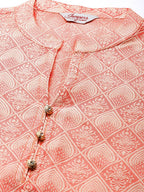 Jompers Women's Pink Jacquard Woven Design Straight Kurta Trousers & Chikankari Dupatta | Grocsy