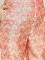 Jompers Women's Pink Jacquard Woven Design Straight Kurta Trousers & Chikankari Dupatta | Grocsy