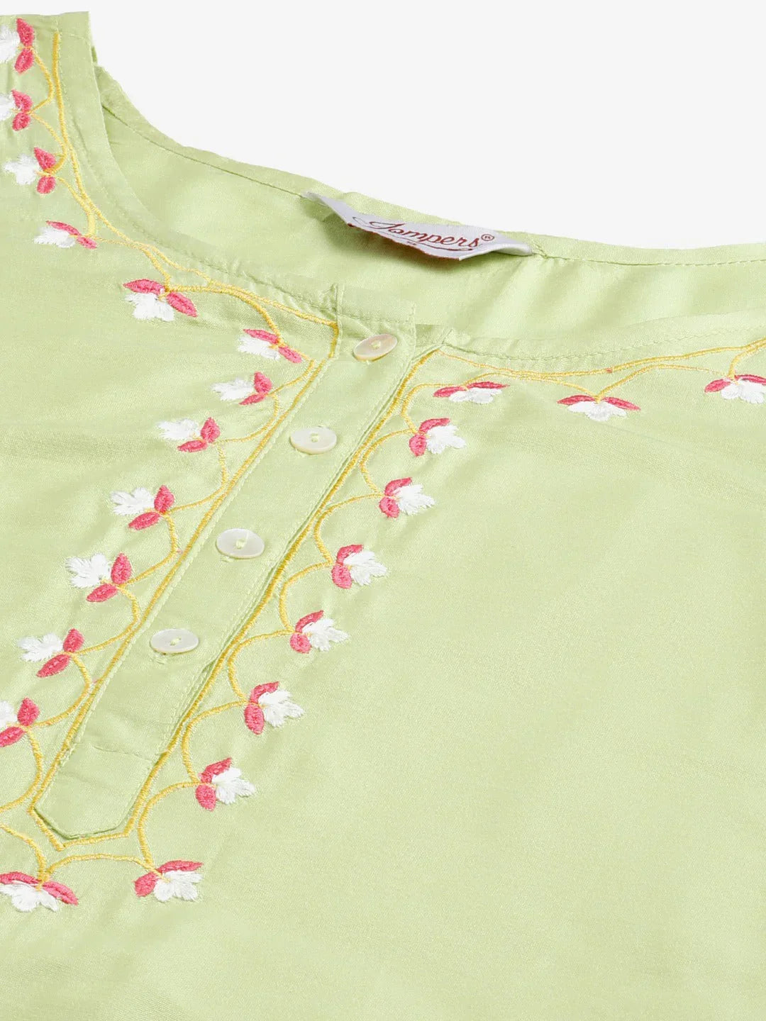 Jompers Women's Green Embroidered Regular Kurta with Trousers & With Dupatta | Grocsy