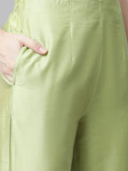 Jompers Women's Green Embroidered Regular Kurta with Trousers & With Dupatta | Grocsy