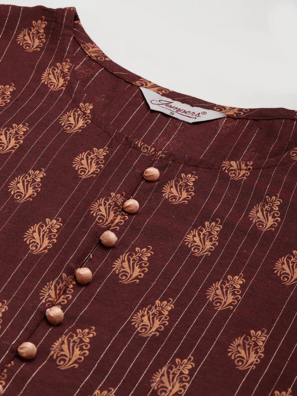 Jompers Women's Printed Kurta with Trousers & With Dupatta - Maroon | Grocsy