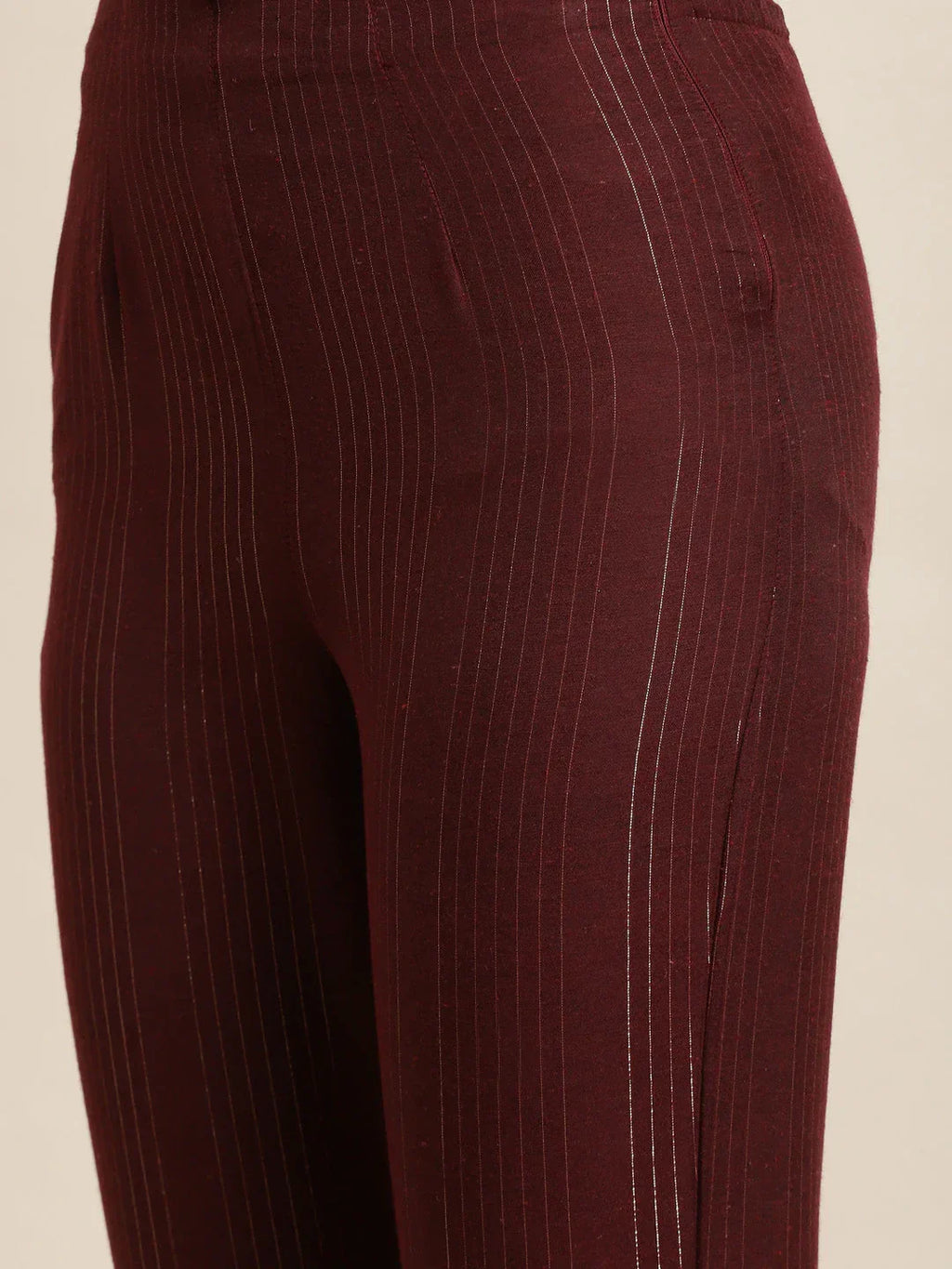 Jompers Women's Printed Kurta with Trousers & With Dupatta - Maroon | Grocsy
