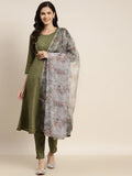 Jompers Women's Gotta Patti Kurta with Trousers & With Dupatta - Green | Grocsy