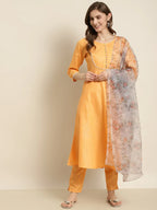 Jompers Women's Gotta Patti Kurta with Trousers & With Dupatta - Orange | Grocsy