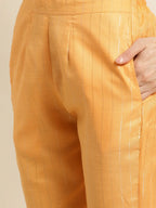 Jompers Women's Gotta Patti Kurta with Trousers & With Dupatta - Orange | Grocsy