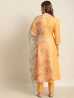 Jompers Women's Gotta Patti Kurta with Trousers & With Dupatta - Orange | Grocsy