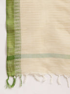 Jompers Women's Yoke Design Cotton Silk Kurta with Trousers & Dupatta - Green | Grocsy
