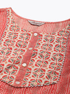 Jompers Women's Printed Gotta Patti Kurta with Trousers & Dupatta - Red | Grocsy