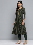Jompers Women's Olive Green Embroidered Regular Kurta with Trousers & With Dupatta | Grocsy