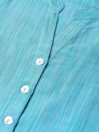 Jompers Women Blue & Green Self-Striped Kurta with Trousers & Dupatta | Grocsy