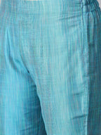 Jompers Women Blue & Green Self-Striped Kurta with Trousers & Dupatta | Grocsy