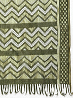 Jompers Women's Sequin, zari embroidered flared kurta with pants and dupatta - Green | Grocsy