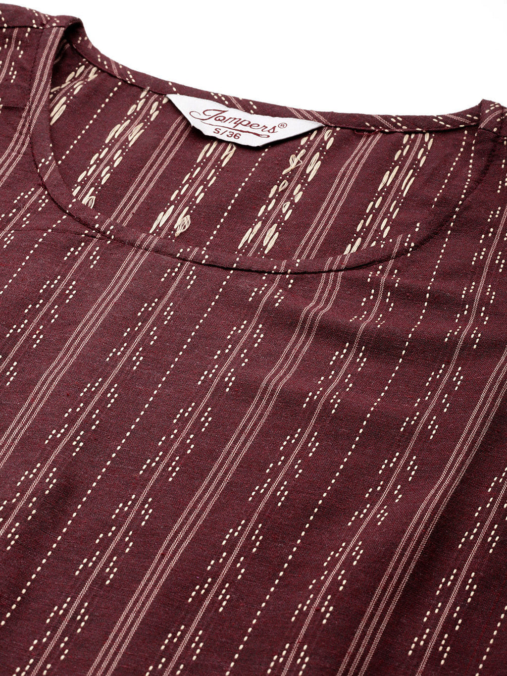 Jompers Women's Jacquard flared kurta palazzo dupatta set - Maroon | Grocsy