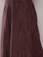 Jompers Women's Jacquard flared kurta palazzo dupatta set - Maroon | Grocsy