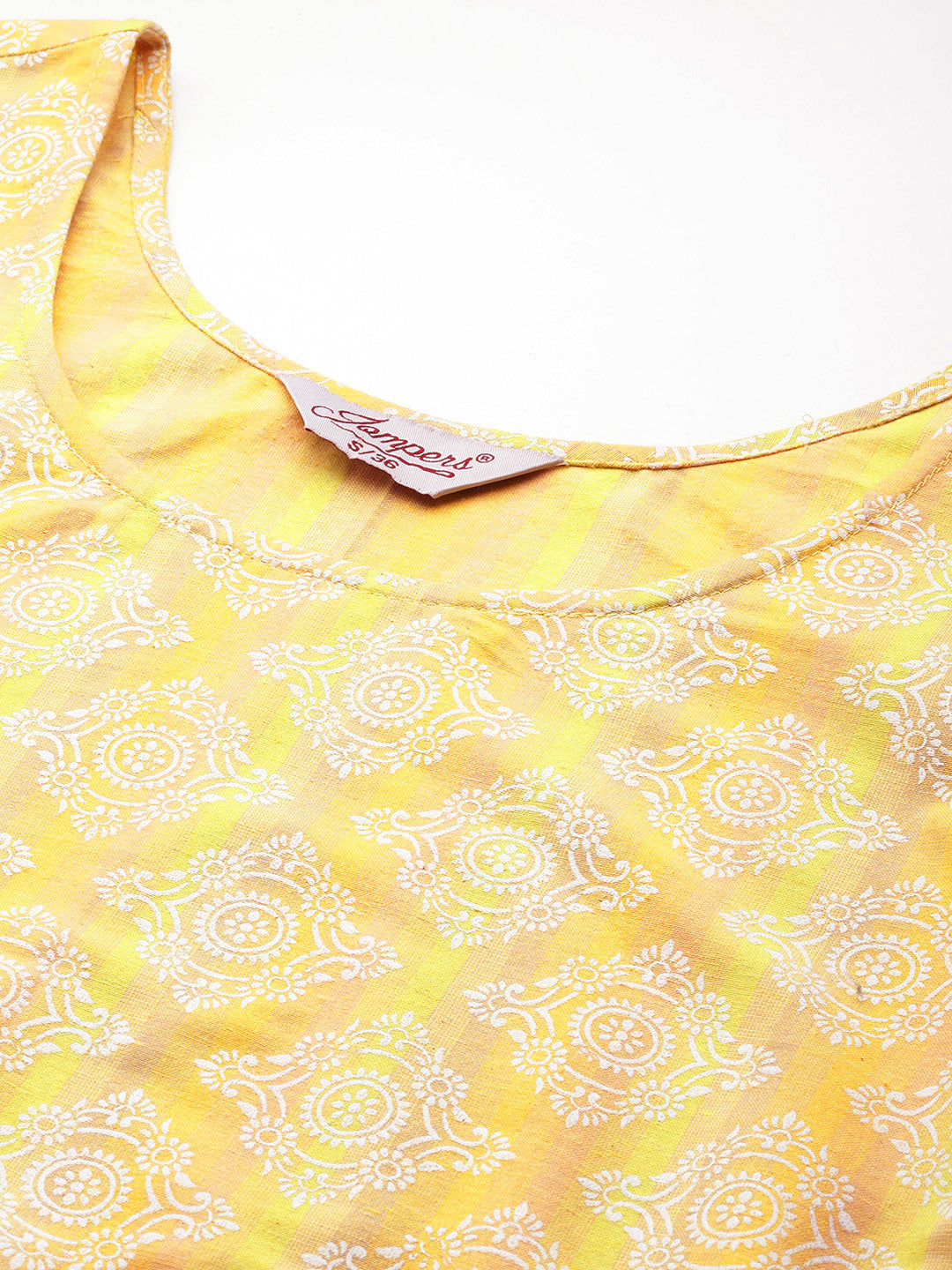 Jompers Women's Printed flared kurta palazzo dupatta set - Yellow | Grocsy