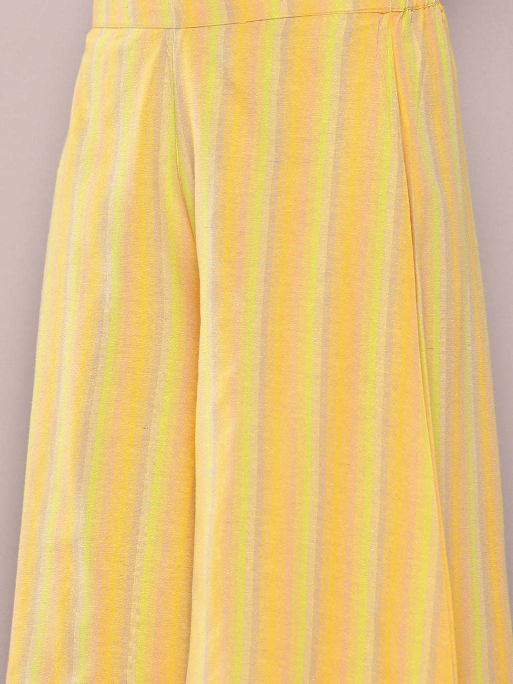 Jompers Women's Printed flared kurta palazzo dupatta set - Yellow | Grocsy