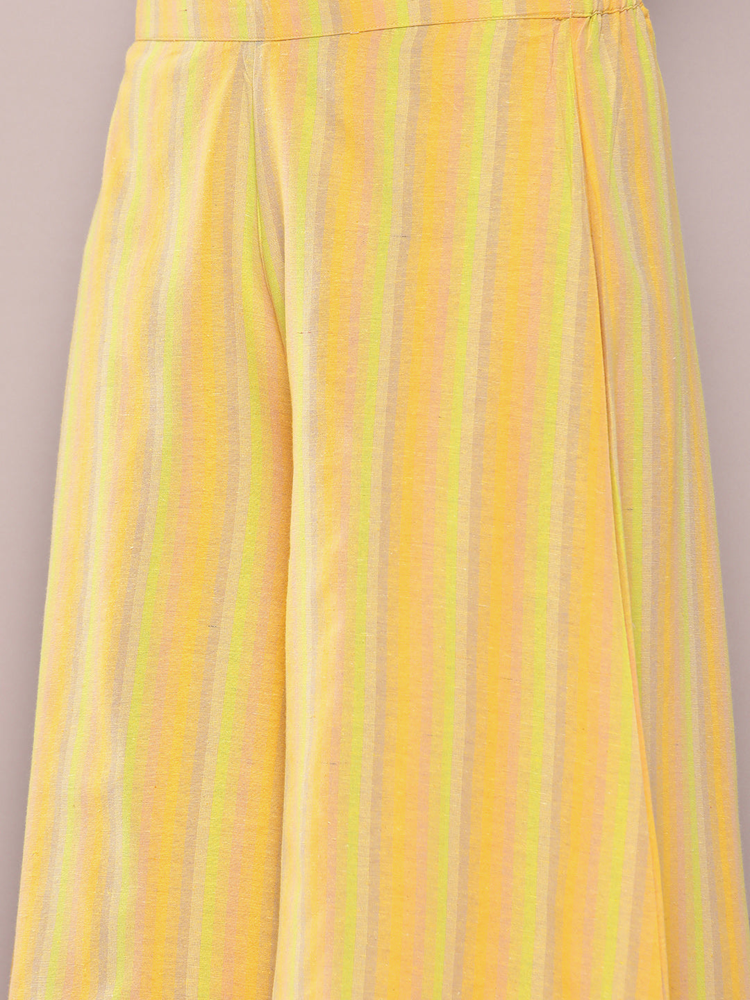 Jompers Women's Printed flared kurta palazzo dupatta set - Yellow | Grocsy