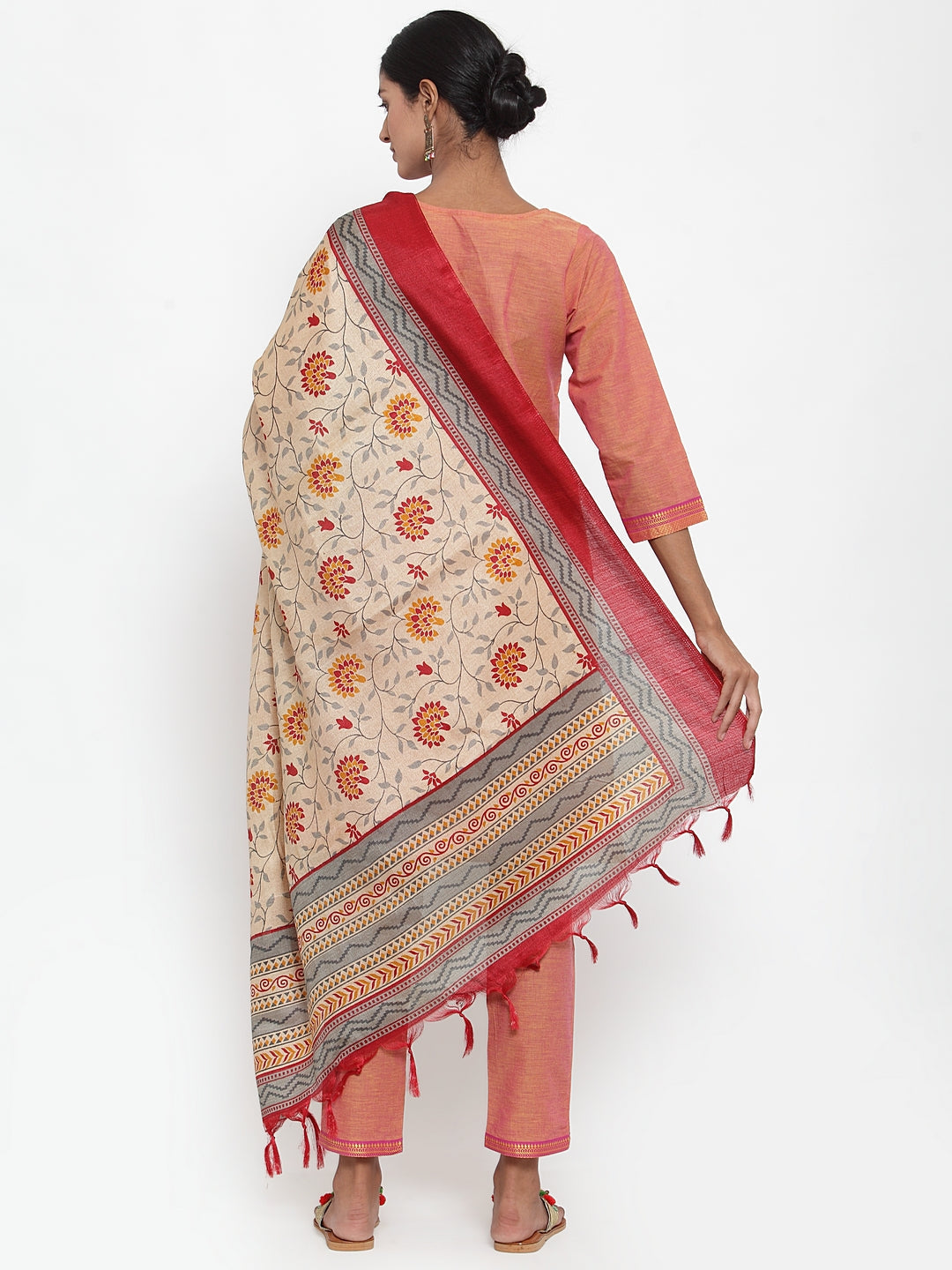 Jompers Women Pink Solid Kurta with Trousers & Dupatta | Grocsy