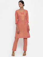 Jompers Women Pink Solid Kurta with Trousers & Dupatta | Grocsy