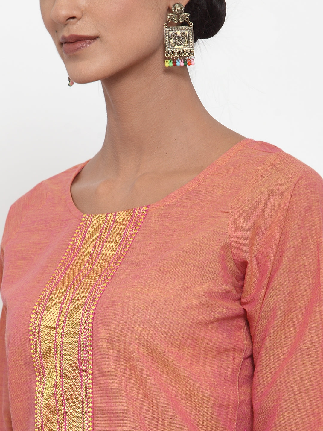 Jompers Women Pink Solid Kurta with Trousers & Dupatta | Grocsy
