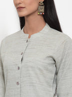 Jompers Women Grey Solid Kurta with Trousers & Dupatta | Grocsy