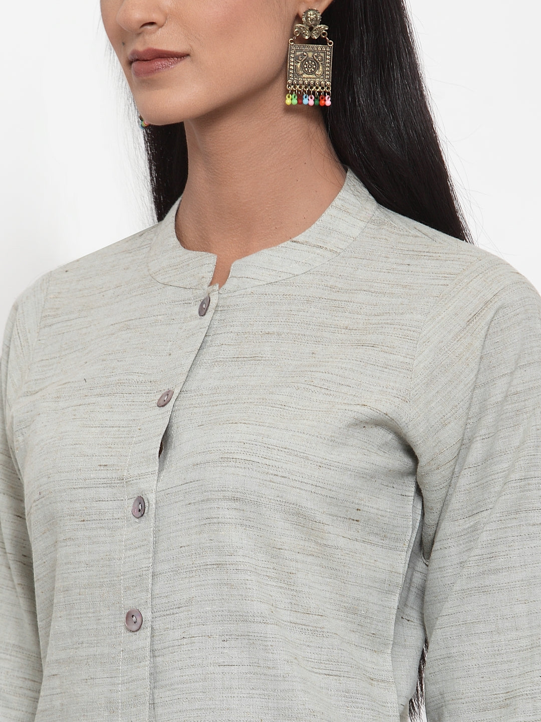 Jompers Women Grey Solid Kurta with Trousers & Dupatta | Grocsy