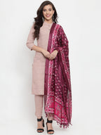 Jompers Women Pink Solid Kurta with Trousers & Dupatta | Grocsy