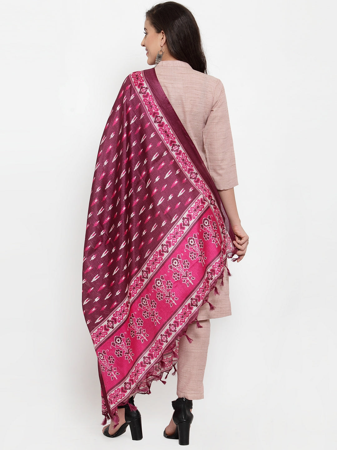 Jompers Women Pink Solid Kurta with Trousers & Dupatta | Grocsy