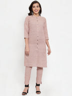 Jompers Women Pink Solid Kurta with Trousers & Dupatta | Grocsy