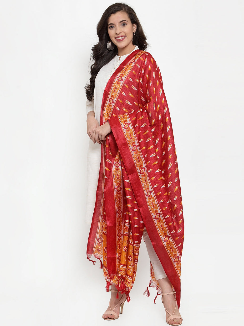 Jompers Women Off-White Solid Kurta with Trousers & Dupatta | Grocsy