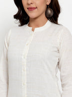 Jompers Women Off-White Solid Kurta with Trousers & Dupatta | Grocsy