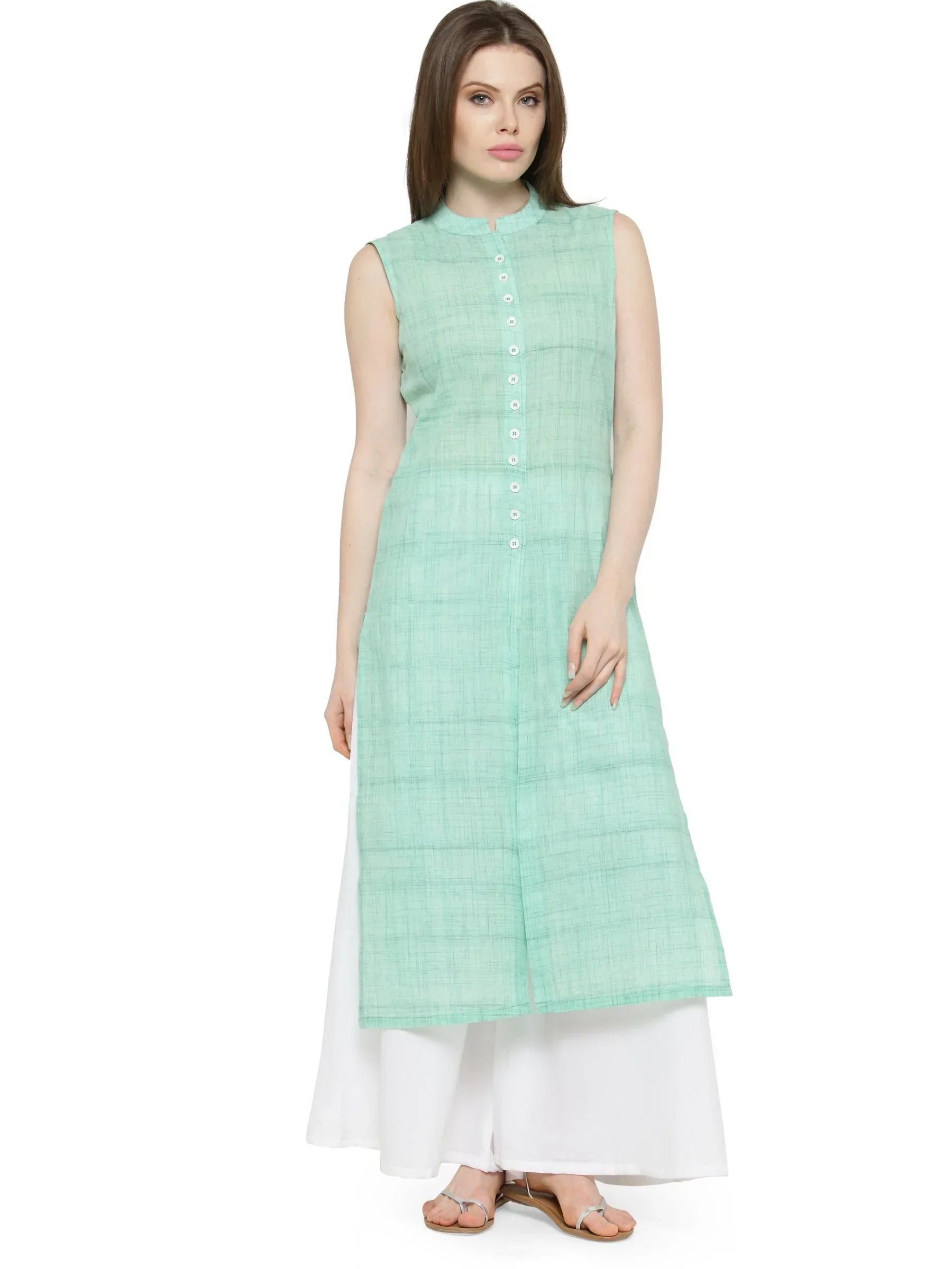 Jompers Women's Green Solid Straight Kurta | Grocsy
