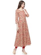 Jompers Women Red & Beige Printed A-Line Kurta | Grocsy
