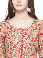 Jompers Women Red & Beige Printed A-Line Kurta | Grocsy