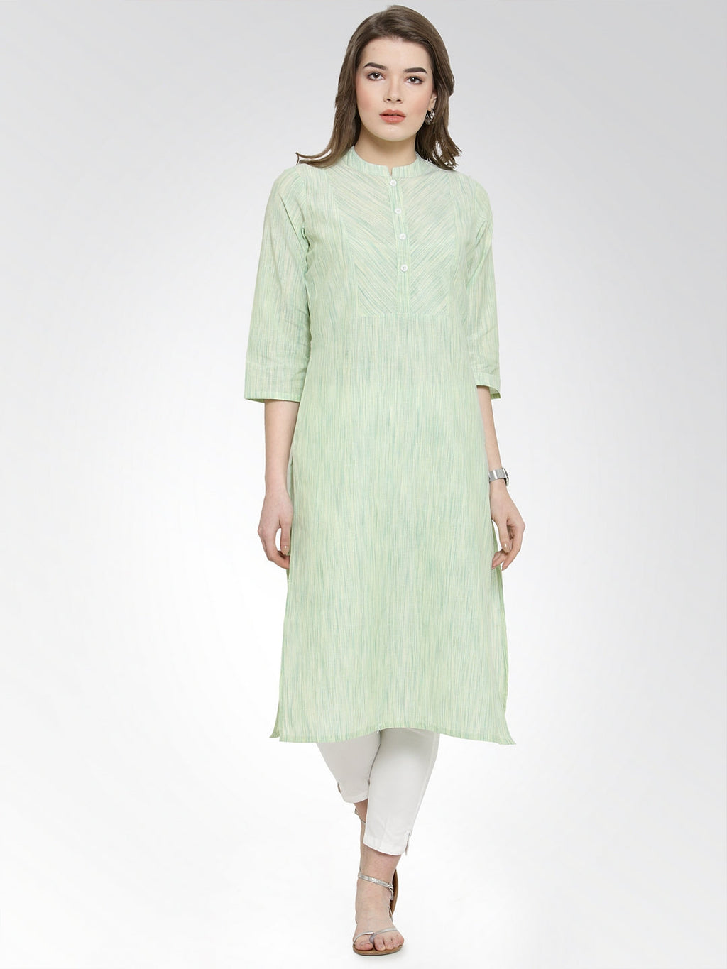 Jompers Women Green self design straight Kurta | Grocsy