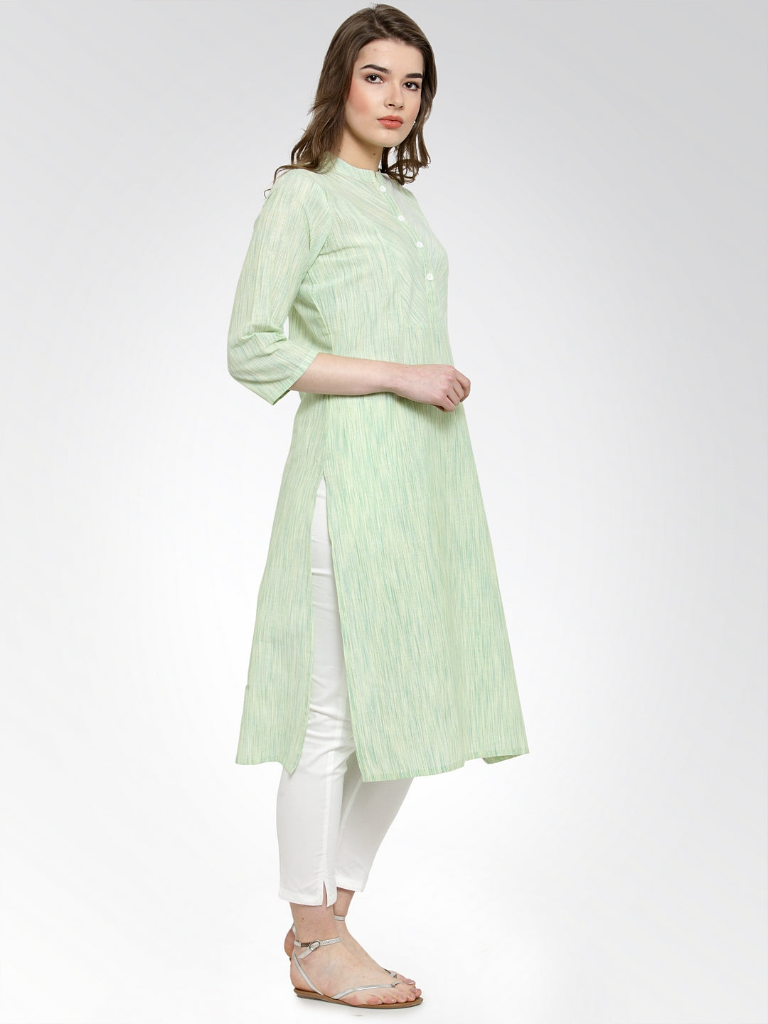 Jompers Women Green self design straight Kurta | Grocsy