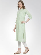 Jompers Women Green self design straight Kurta | Grocsy
