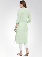 Jompers Women Green self design straight Kurta | Grocsy