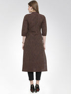 Jompers Women Brown self design straight Kurta with Trousers | Grocsy