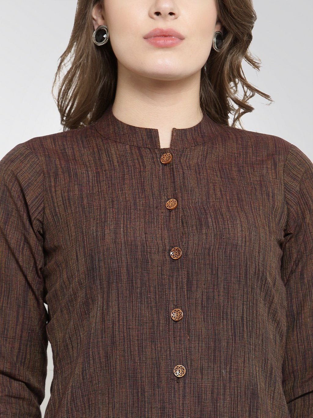 Jompers Women Brown self design straight Kurta with Trousers | Grocsy