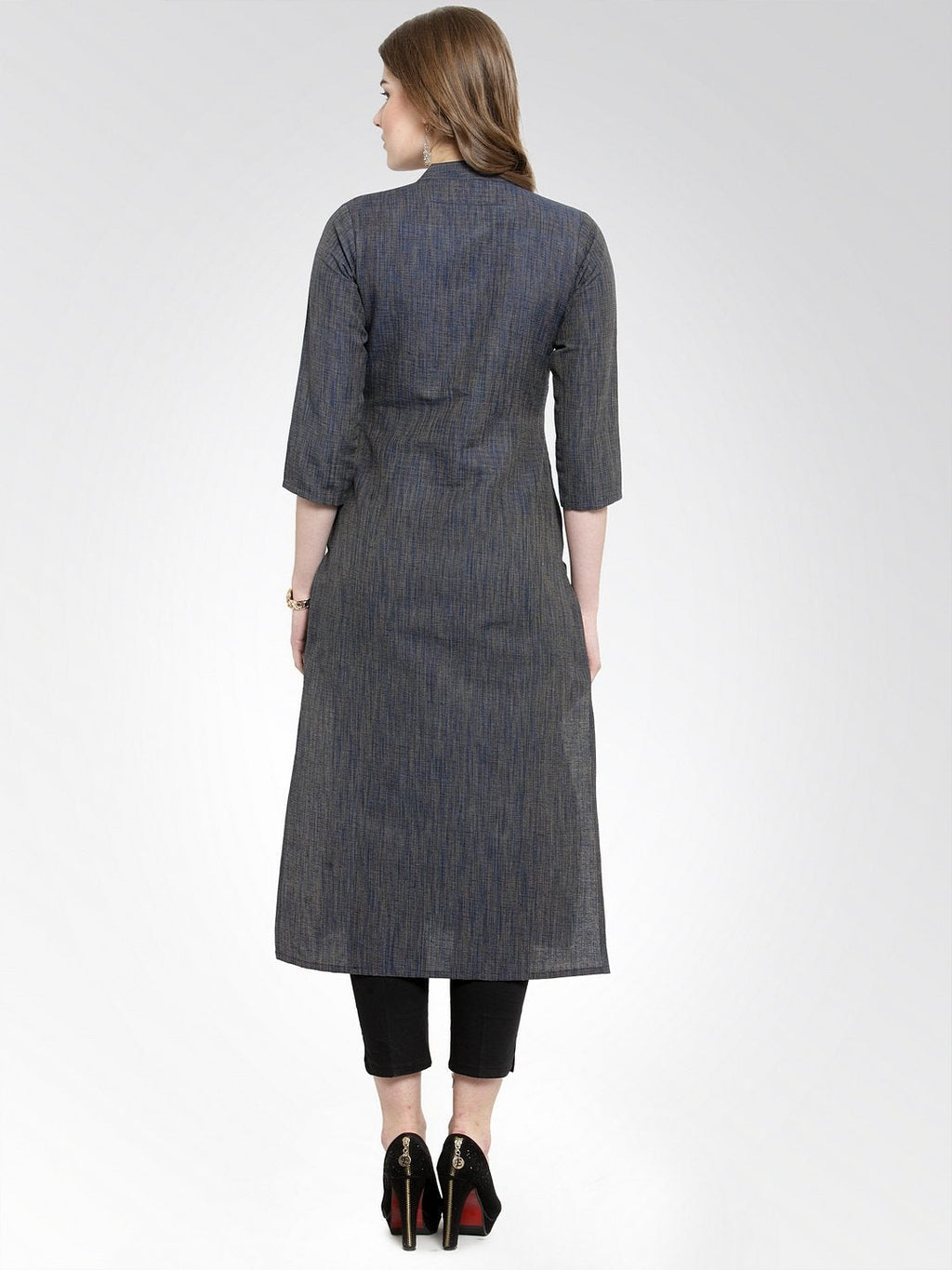 Jompers Women Navy self design straight Kurta | Grocsy