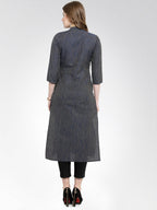 Jompers Women Navy self design straight Kurta | Grocsy